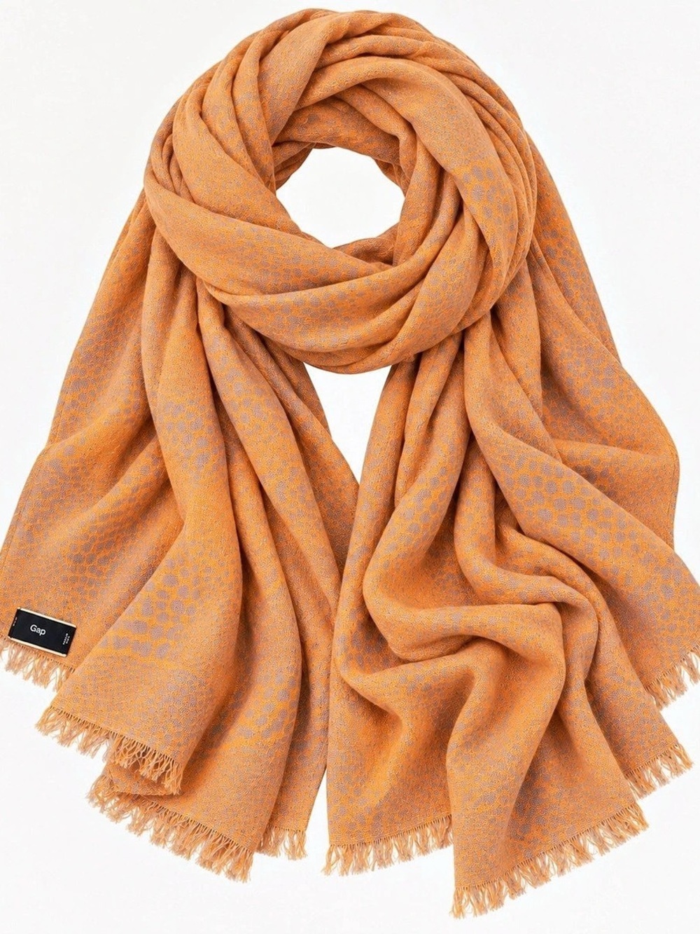 Gap Geometric Pattern Fringed Scarf in Orange & Blue Like New